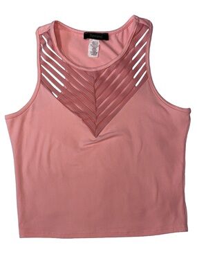 Beware Pink Strappy Mesh Tank Top